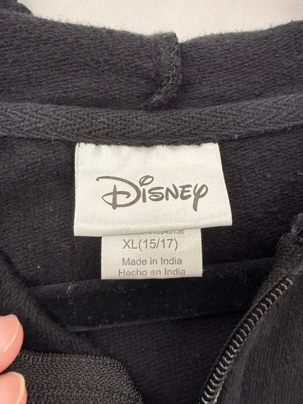 Disney Mickey Mouse Zip Up Hoodie XL Black Graphic Sleeve Logo Sweatshirt Women - Picture 6 of 8